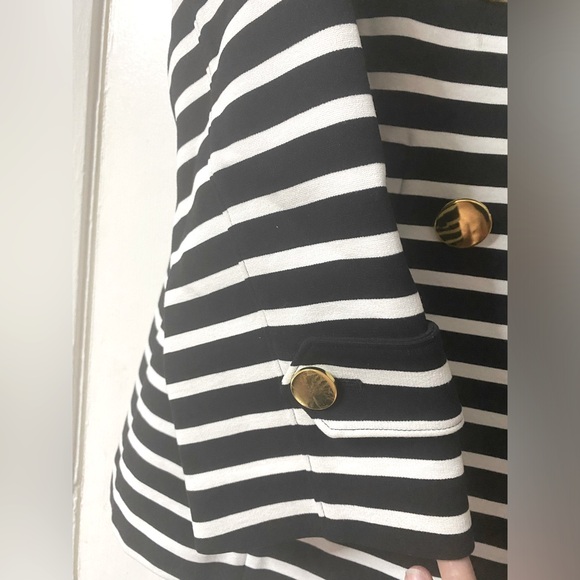 Kate Spade Broome Street Striped Size 2 Gold Button Blazer/Jacket Front Pockets - Picture 12 of 13